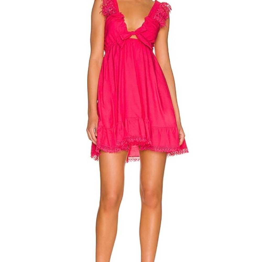 Vibrant Pink Lace Trim Dress